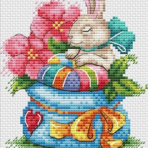 Cross Stitch Kit MP Studia - Bunny in flowers, SM-648