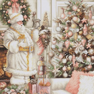 Cross Stitch Kit Luca-S - White Santa With Christmas Tree, BU5019