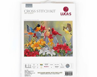 Lucas Davisさん専用.4 Cross Stitch Kit Luca-S - Backyard Birds with Daylilies, BU5024