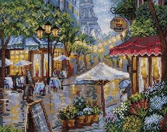 Merejka Kreuzstich-Set „Paris Evening“ – Komplett Mit Stoff, Garnen, Nadel Und Anleitung, 30 X 40 Cm