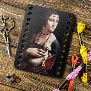 Thread/Floss Organizer - Wooden Floss Organizer with Needle Holder, Embroidery Thread Holder