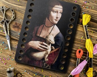 Thread/Floss Organizer - Wooden Floss Organizer with Needle Holder, Embroidery Thread Holder