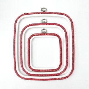 Red Square Embroidery Hoop - Nurge Flexible Cross Stitch Hoop, Needlecraft Hoop