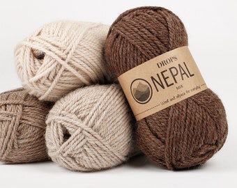 ¡Alpaca superfina + lana de las tierras altas del Perú! DROPS Nepal - Hilo para tejer perfecto para todos los días - 50 gramos - 10 capas/aran/peinado