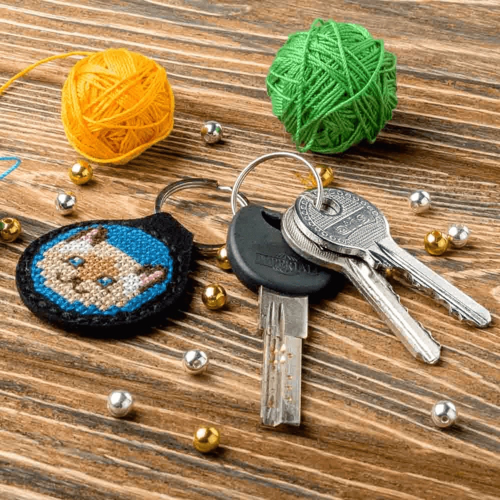 Key Chain Needlecraft Kit - Cross Stitch Kit on Leather - Etsy