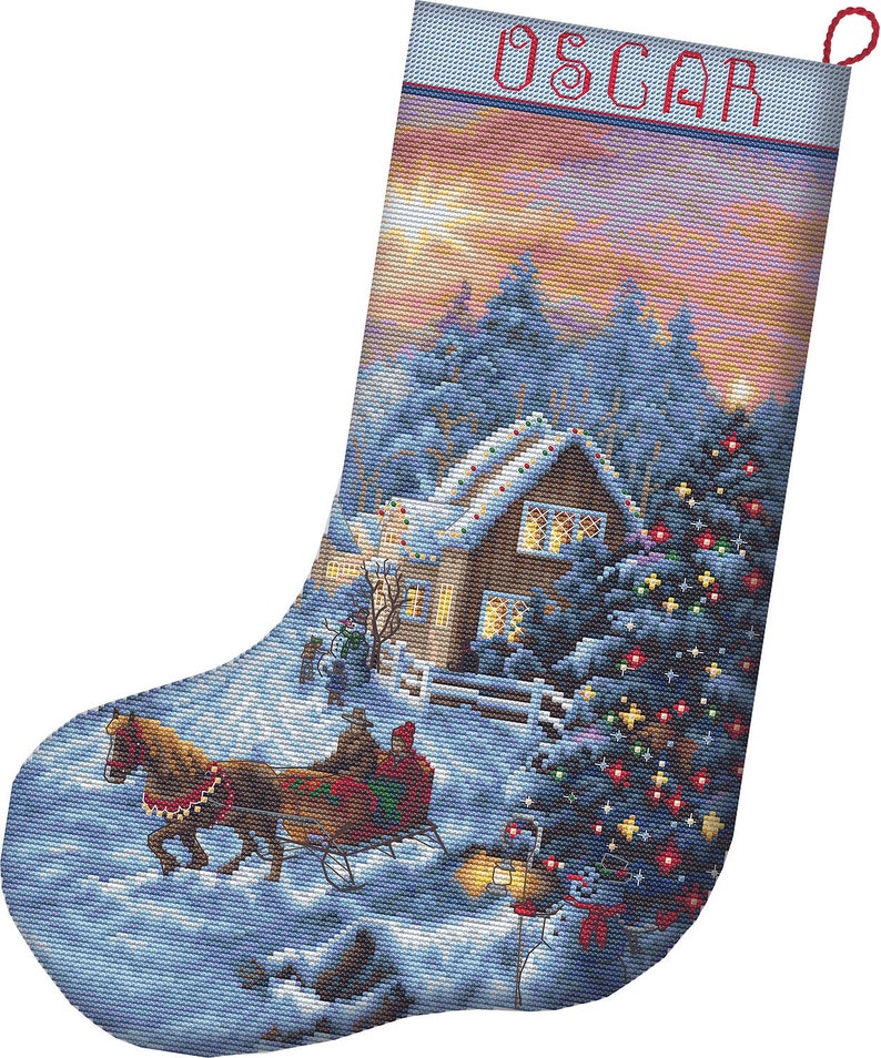 Christmas Stocking Kit Cross Stitch Kit LetiStitch Christmas Eve Stocking, L8011 image 1