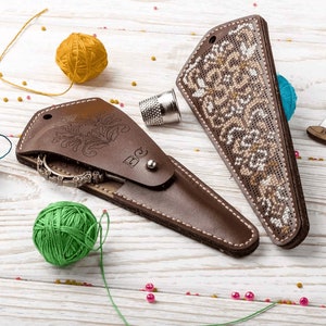 Kit étui en cuir ciseaux - étui à ciseaux Needlecraft, porte-ciseaux