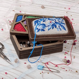 Pin Cushion Kit - Needlecraft Storage Box - Needle Storage Pin, Bead Storage Box