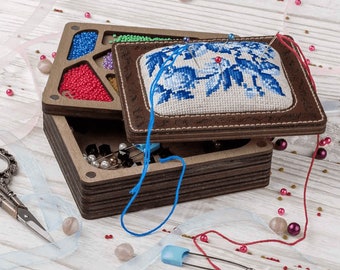 Pin Cushion Kit - Needlecraft Storage Box - Needle Storage Pin, Bead Storage Box