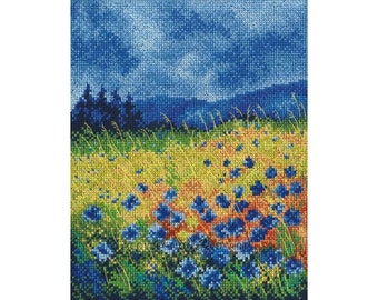 Cross Stitch Kit RTO - "Skyblue cornflowers"
