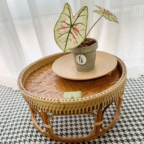 Rattan Side Table Etsy