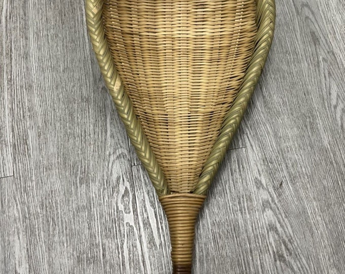 Vintage Chinois Strainer / Aluminum Colander Cone Metal Stand Wood