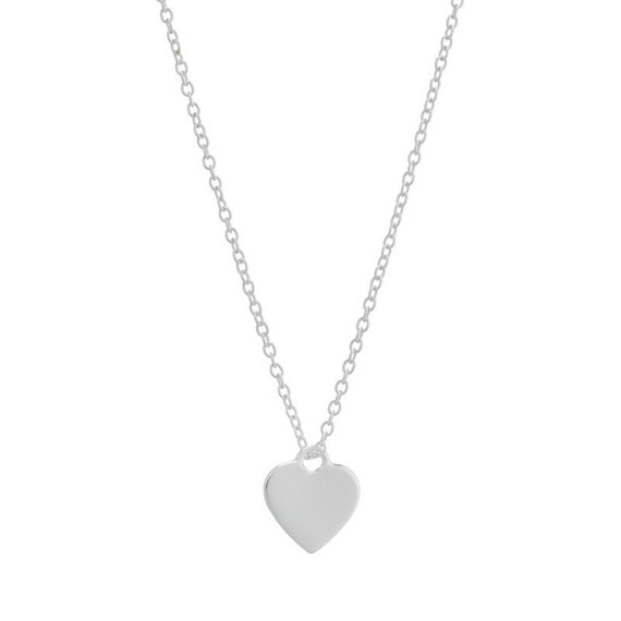 Solid Heart Pendant Necklace in Sterling Silver Etsy