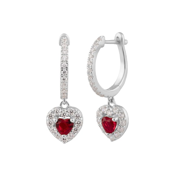 Orecchini pendenti in argento sterling massiccio con cuore di