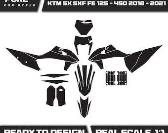 Vector Graphics Template For KTM Sx SXF FE 125 250 300 350 450 2018 2019 2020 2021 - Custom Cut File Plastics Download Lines pdf svg ai eps