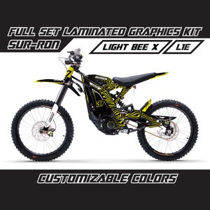 SUR RON Motocross Yellow White Full Graphics Kit Gloss or Matte Surron Laminated Bubble Free Thick