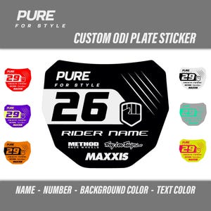 Custom ODI Front Plate Sticker - Sur Ron MTB Talaria Downhill DH Electric Bike Number Name Color Mx Decal Graphics Thick Laminate Vinyl Wrap