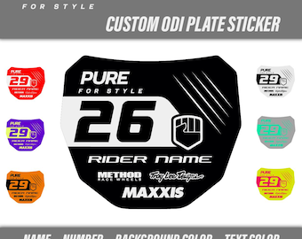 Custom ODI Front Plate Sticker - Sur Ron MTB Talaria Downhill DH Electric Bike Number Name Color Mx Decal Graphics Thick Laminate Vinyl Wrap