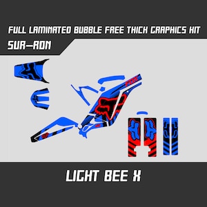 Kit graphique complet Fox SUR RON, brillant ou mat, laminé Surron sans bulles d'air épais personnalisé