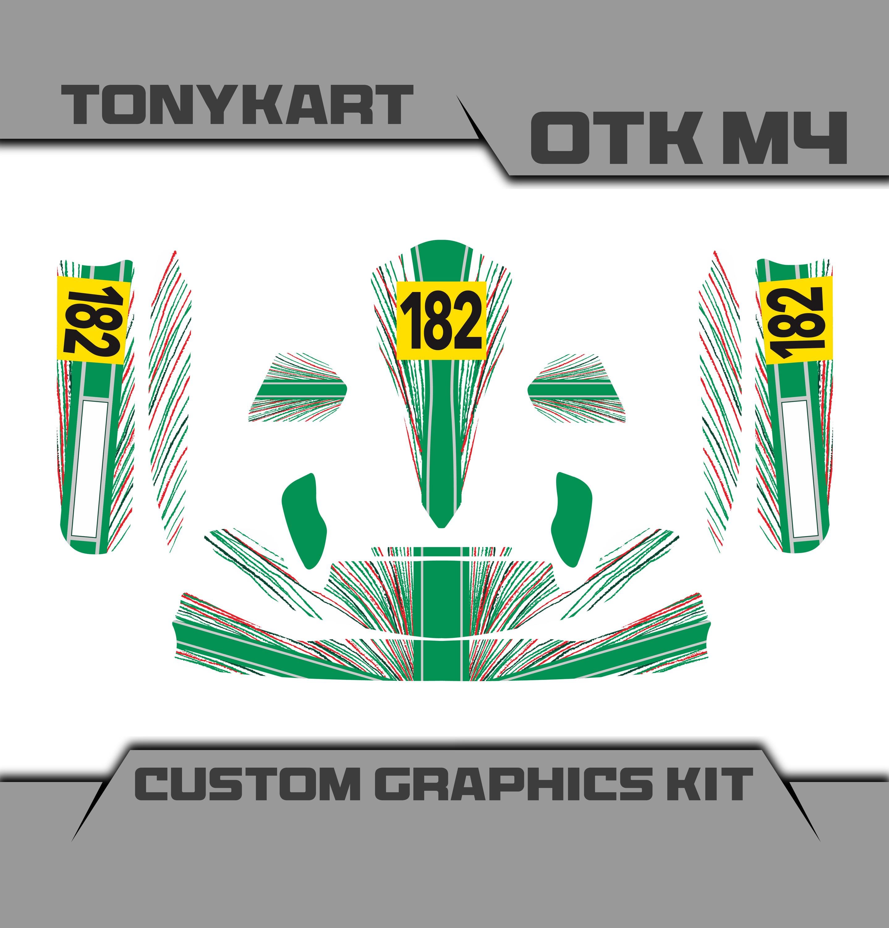 Tony Kart OTK M4 カスタム レーシング グリーン レッド ライン フル