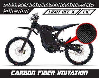 Carbon Fiber Imitation For Sur Ron Full Graphics Kit Gloss or Matte Surron Laminated Bubble Free Thick Stickers Set