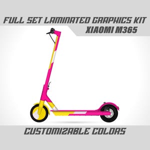 Xiaomi M365 Full Graphics Kit - Pink Yellow Decal Wrap Vinyl Stickers Set Gloss or Matte Frame Mi Scooter Body Laminated Bubble Free