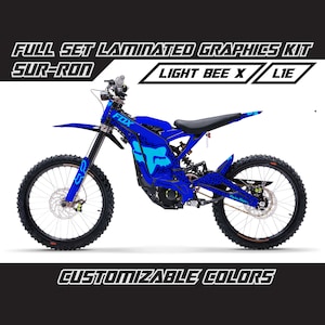 Kit graphique complet guépard léopard électrique bleu renard SUR RON Ensemble d'autocollants épais sans bulles plastifiés Surron brillant ou mat