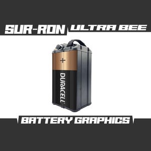 May include: A black Duracell battery with a gold label and a plus sign. The battery is labelled "SUR-RON ULTRA BEE BATTERY GRAPHICS".