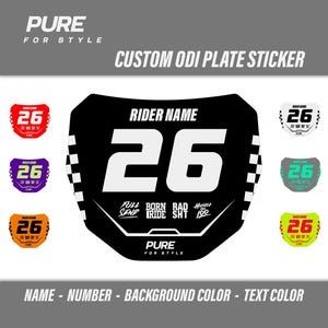 Custom ODI Front Plate Sticker - Sur Ron MTB Talaria Downhill DH Electric Bike Number Name Color Mx Decal Graphics Thick Laminate Vinyl Wrap