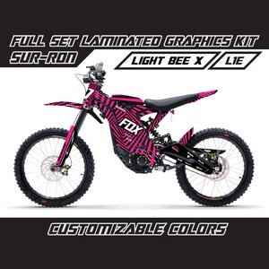 SUR RON Light Bee X Graphics Kit - Pink Black Fox Full Decal Wrap Vinyl Stickers Set Gloss or Matte Surron Lbx Laminated Bubble Free Thick
