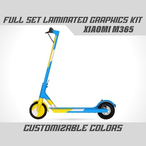 Xiaomi M365 Full Graphics Kit - Sky Blue Yellow Decal Wrap Vinyl Stickers Set Gloss or Matte Frame Mi Scooter Body Laminated Bubble Free