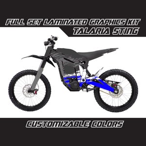 TALARIA STING Brushed Blue White Full Graphics Kit Gloss or Matte Laminated Bubble Free Thick