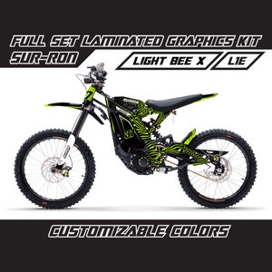 SUR RON Motocross Lime Green Full Graphics Kit Gloss or Matte Surron Laminated Bubble Free Thick