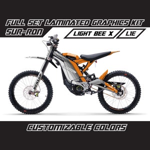 SUR RON Lines Orange Gray Full Graphics Kit Gloss or Matte Surron Laminated Bubble Free Thick