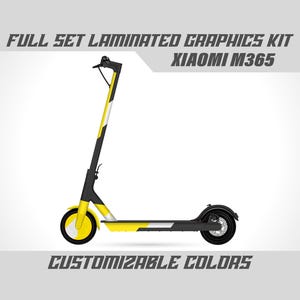 Xiaomi M365 Full Graphics Kit - Yellow Black White Decal Wrap Vinyl Stickers Set Gloss or Matte Frame Mi Scooter Body Laminated Bubble Free