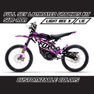 SUR RON Light Bee X Graphics Kit - Purple White Camo Fox Decal Wrap Vinyl Stickers Set Gloss or Matte Surron Lbx Laminated Bubble Free Thick