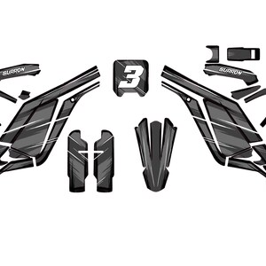 SUR RON Cartoon Animated Style Black Gray Full Graphics Kit Gloss or ...