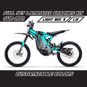 Kit déco complet camouflage SUR RON, bleu électrique, goutte à goutte, brillant ou mat, jeu d'autocollants épais sans bulles plastifiés Surron