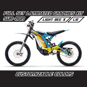 SUR RON Lines Blue White Full Graphics Kit Gloss or Matte Surron Laminated Bubble Free Thick
