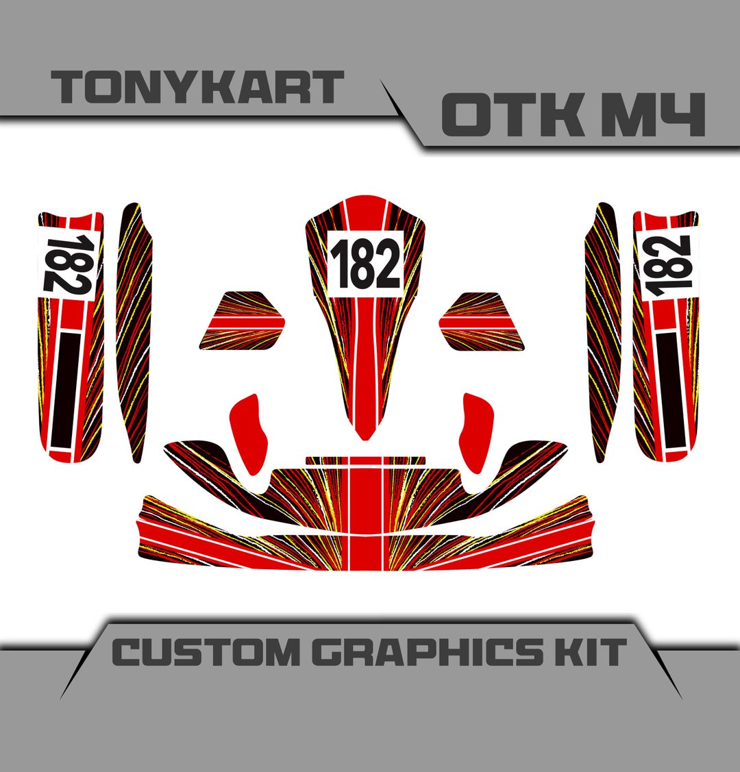 Tony Kart OTK M4 カスタム レーシング レッド イエロー ライン フル