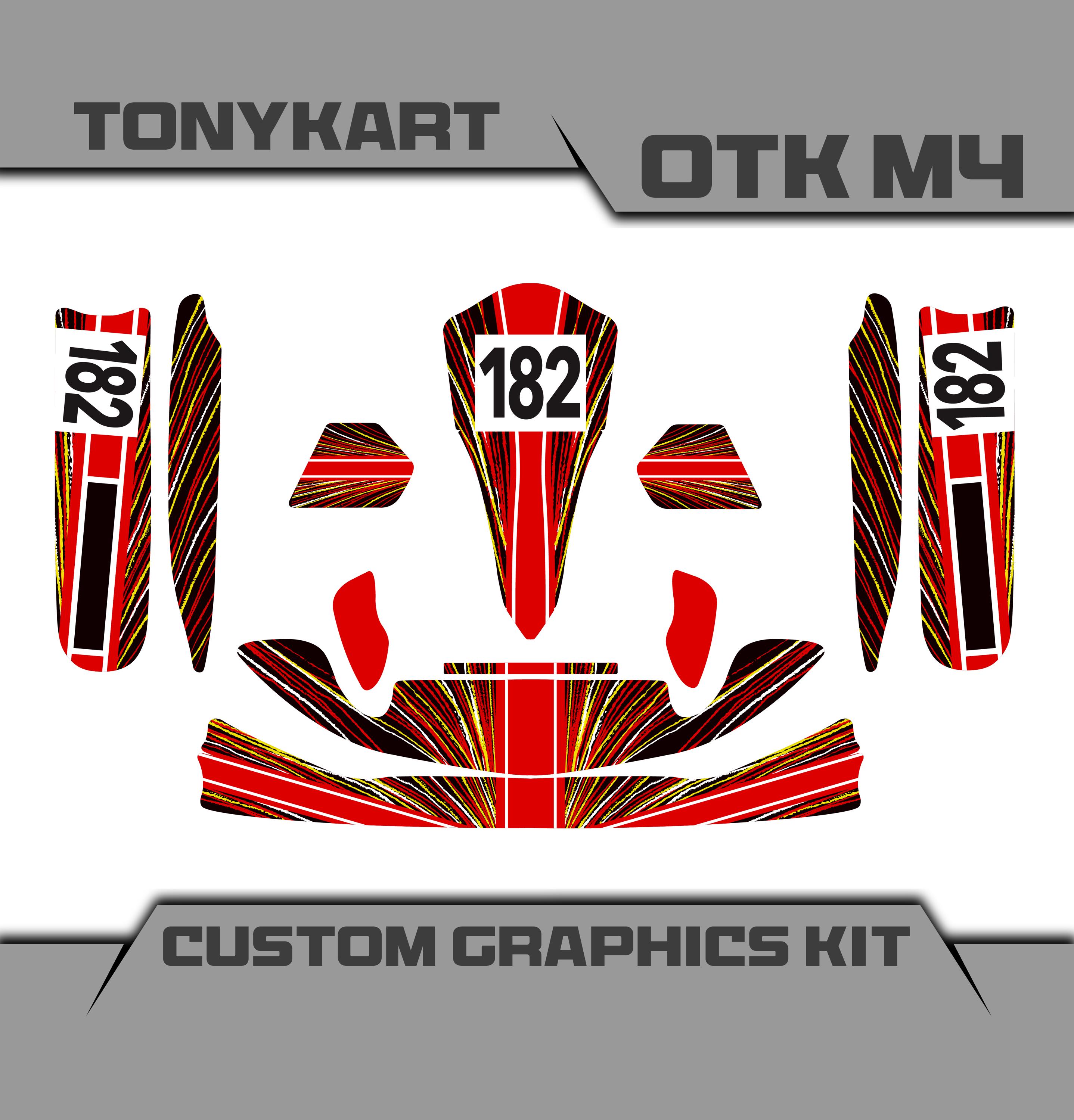 Tony Kart OTK M4 カスタム レーシング レッド イエロー ライン フル