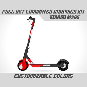 Xiaomi M365 Full Graphics Kit - Red Black White Decal Wrap Vinyl Stickers Set Gloss or Matte Frame Mi Scooter Body Laminated Bubble Free