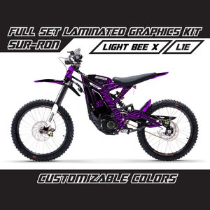 SUR RON Motocross White Violet Full Graphics Kit Gloss or Matte Surron Laminated Bubble Free Thick