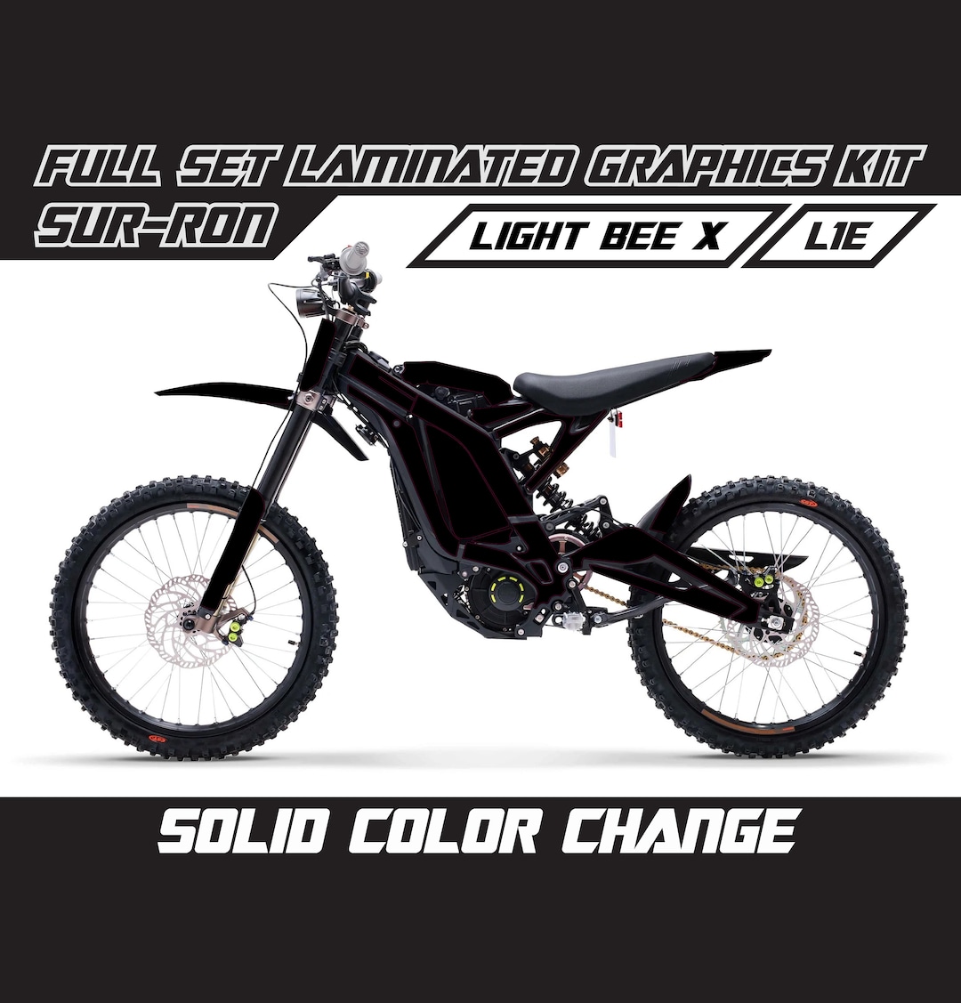 SUR RON Light Bee X Graphics Kit - Black Color Full Decal Wrap