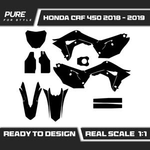 Vector Graphics Template For HONDA CRF 450 2018 2019 - Custom Cut File Plastics Kit Design Plotter Form Download Lines pdf svg ai eps