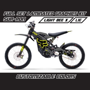 Kit graphique SUR RON Light Bee X - renard gris jaune, ensemble d'autocollants en vinyle brillant ou mat Surron Lbx plastifié sans bulles d'épaisseur
