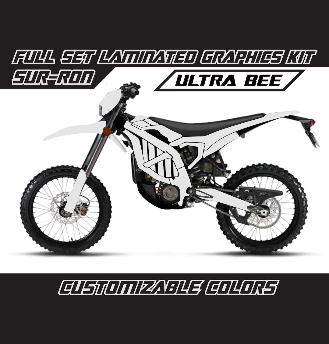 Sur Ron Ultra Bee White Solid Full Color Graphics Kit Gloss Or Matte 
