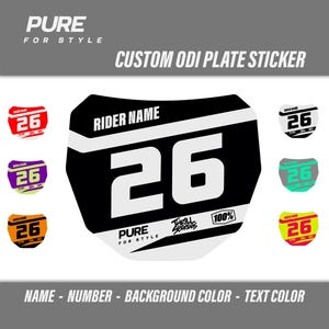 Custom ODI Front Plate Sticker - Sur Ron MTB Talaria Downhill DH Electric Bike Number Name Color Mx Decal Graphics Thick Laminate Vinyl Wrap