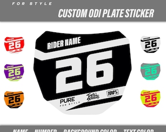 Custom ODI Front Plate Sticker - Sur Ron MTB Talaria Downhill DH Electric Bike Number Name Color Mx Decal Graphics Thick Laminate Vinyl Wrap