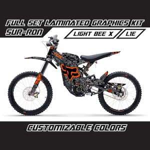 Kit graphique complet Fox camouflage orange SUR RON Ensemble d'autocollants épais sans bulles plastifiés Surron brillant ou mat